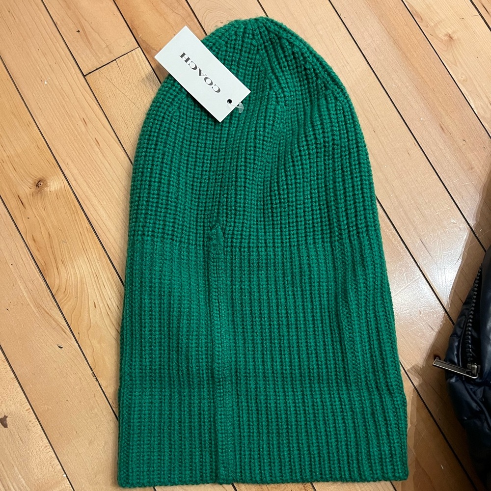 Coach green beanie